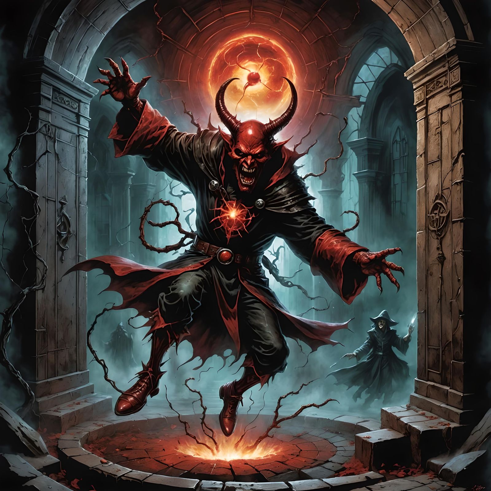 Demonic Cherry Attacks Wizard in Dark Fantasy Comic