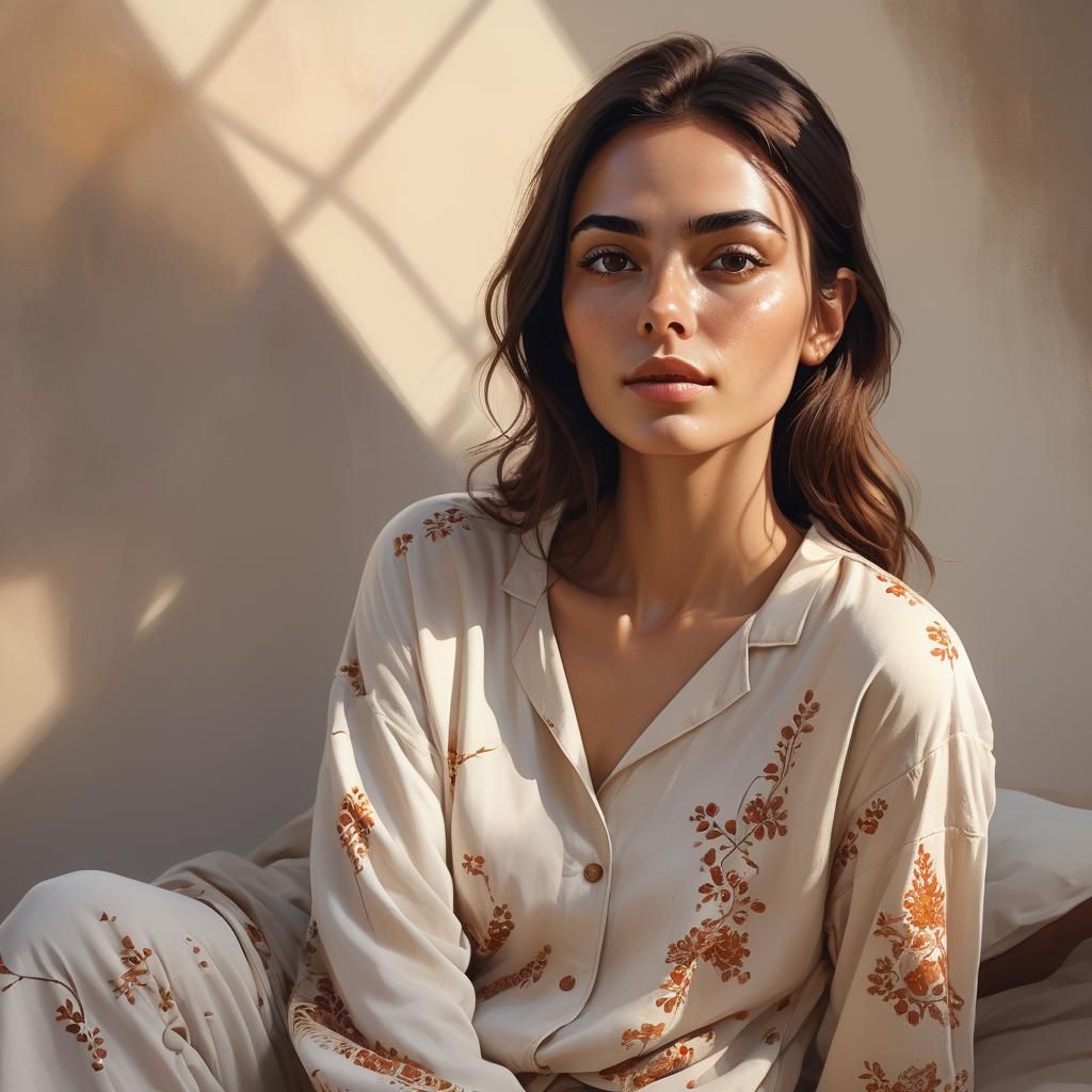 Henna-Haired Woman Portrait with Sepia Tones