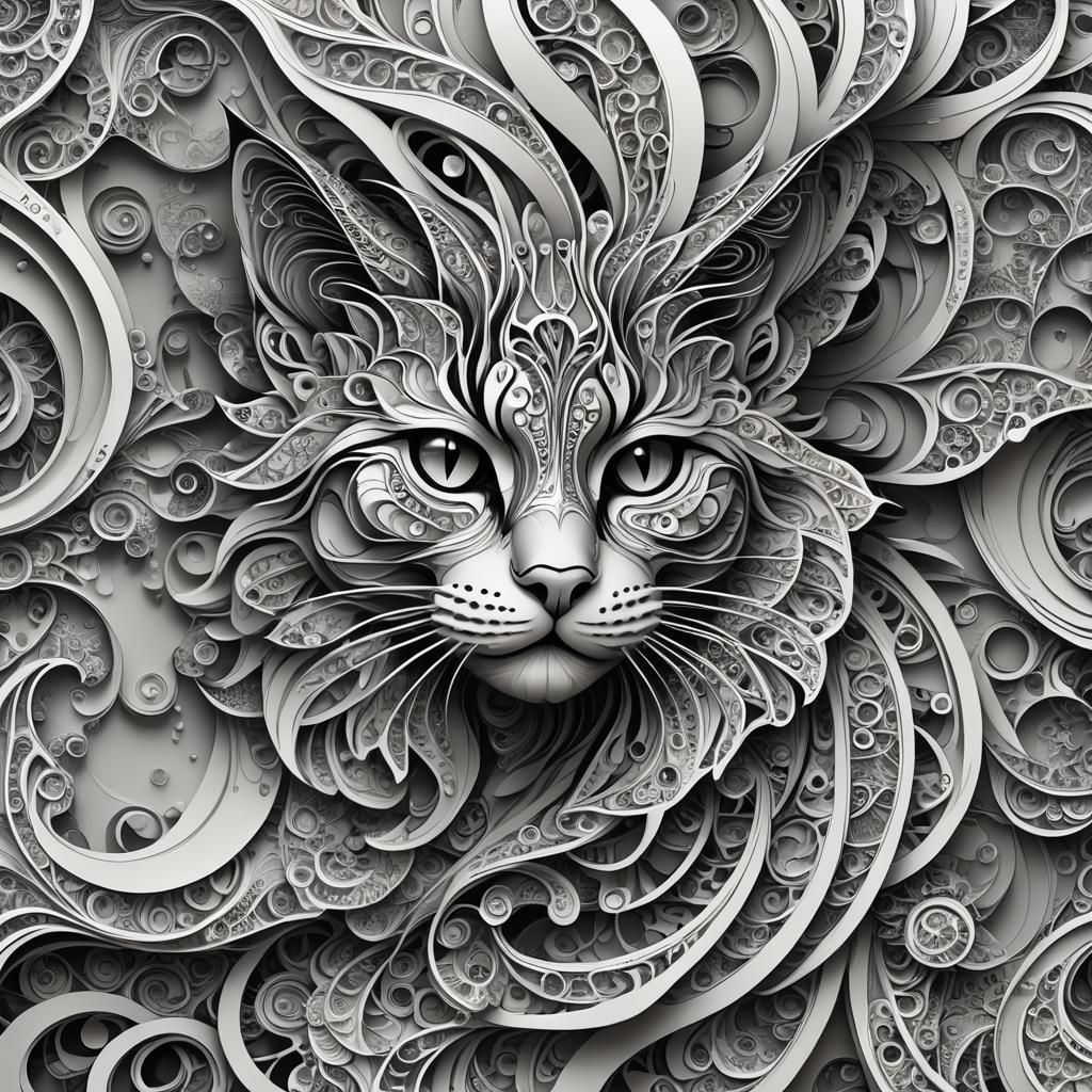 Abstract Vector Fractal Catastrophe with Zentangle Patterns