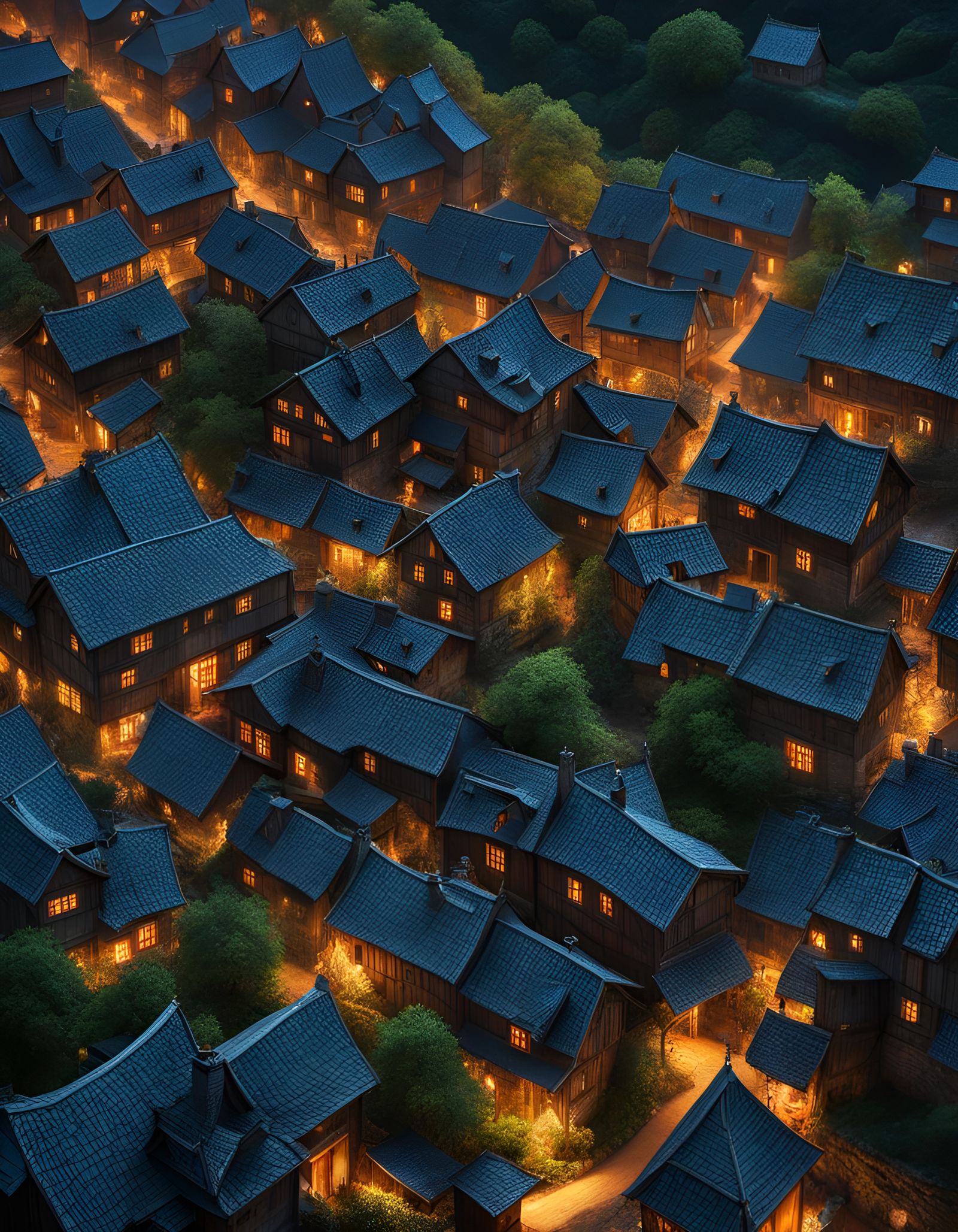 Arcane Spiderweb Village: A Dark Fantasy Optical Illusion