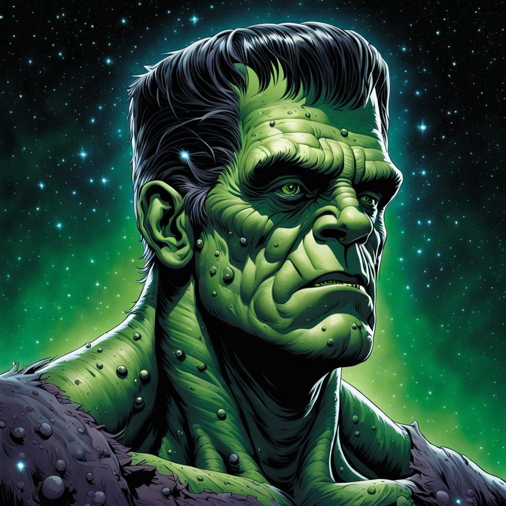 Galactic Horror Icon in Celestial Black and Silver