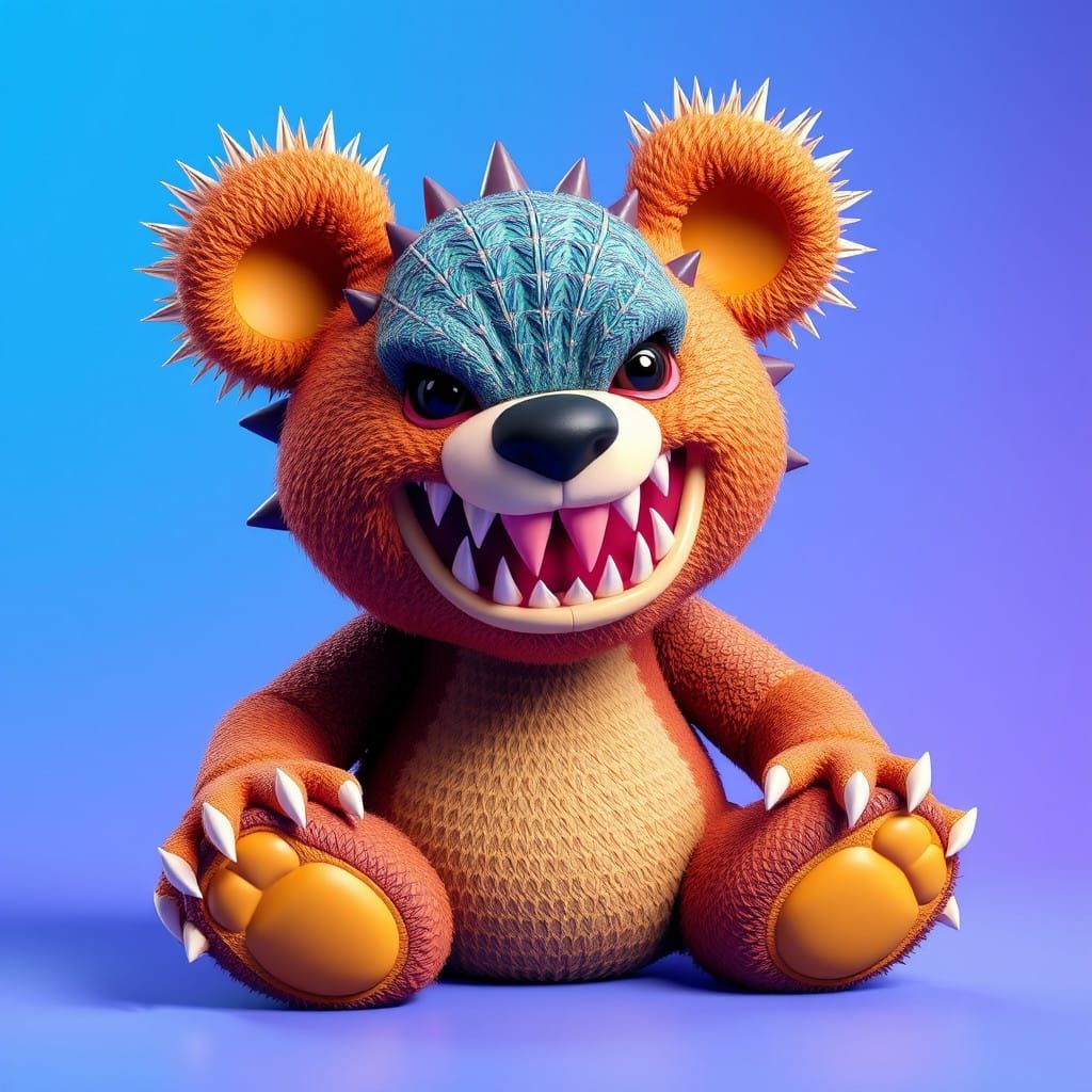 Ferocious Teddy Bear Hybrid Embodies Whimsy and Grit