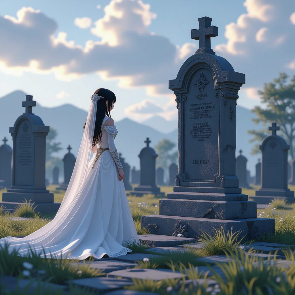 The Graveyard Vow: Anime Art Inspired by WLOP and Genshin Im...