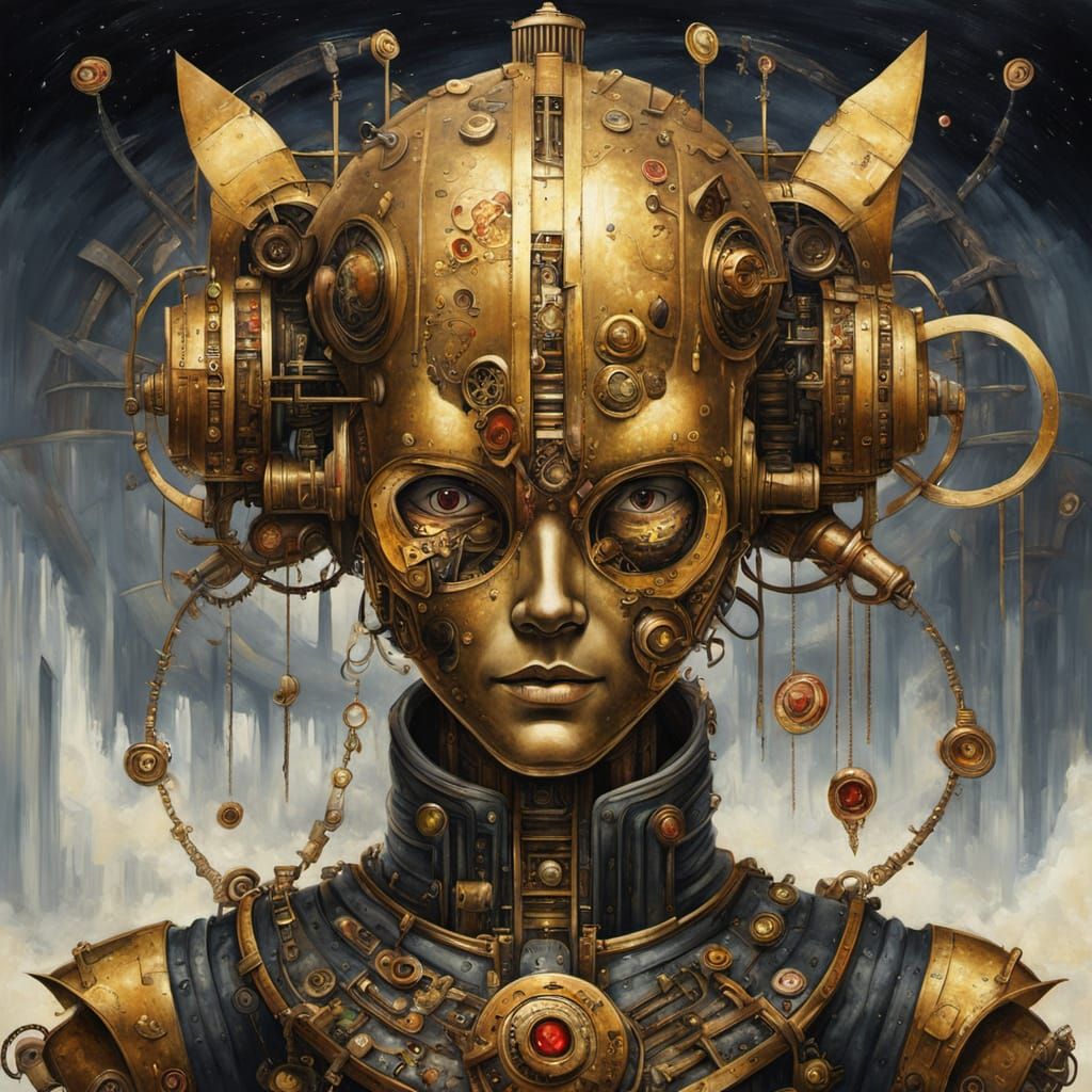 Blemished Gold Scarlet Abstract Surrealism Painting