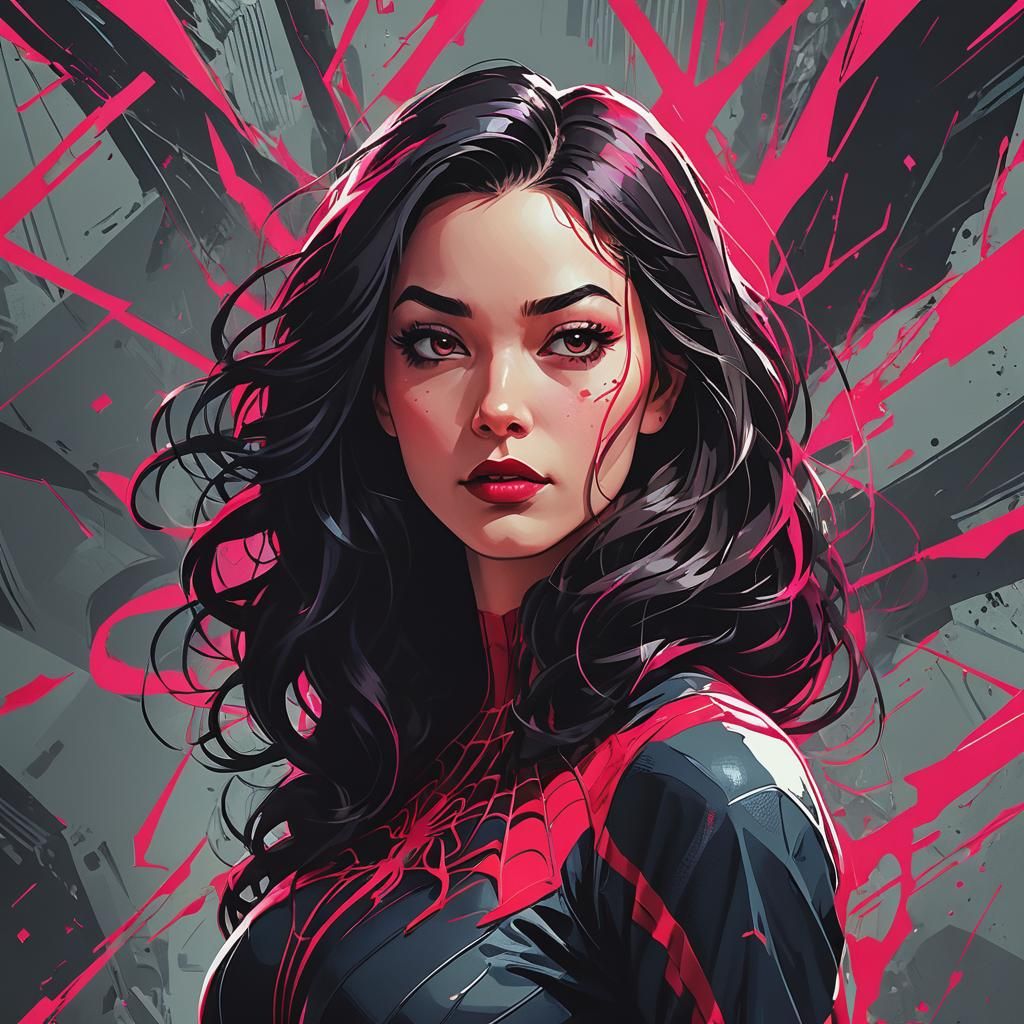 Woman's Portrait in Dynamic Spiderverse Comic Book Style