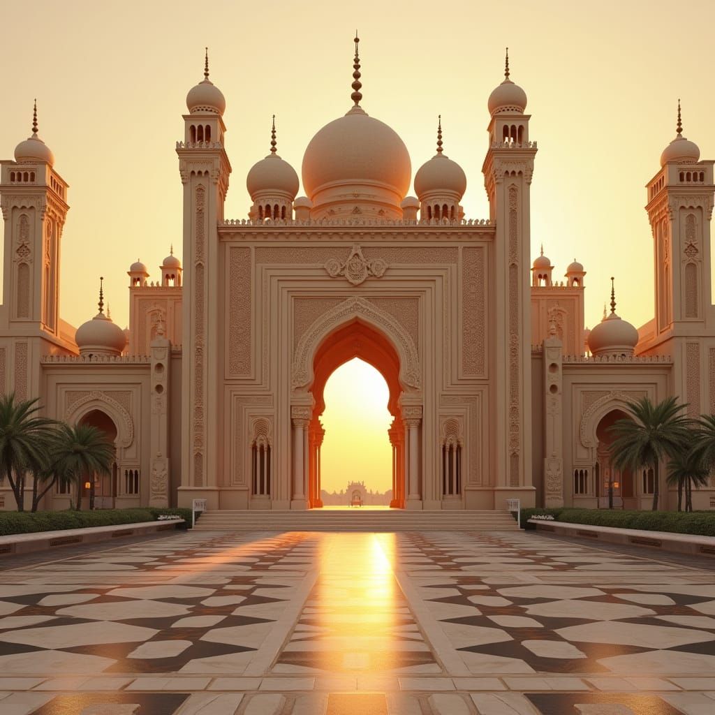 Muscat in Oman with the fine entrance to the Royal Palace 3D 4K