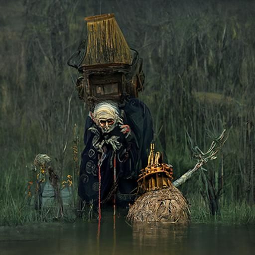 Baba Yaga in a Beautifully Strange Horror Style