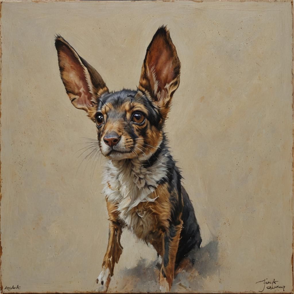 Ears in Oil Painting Style