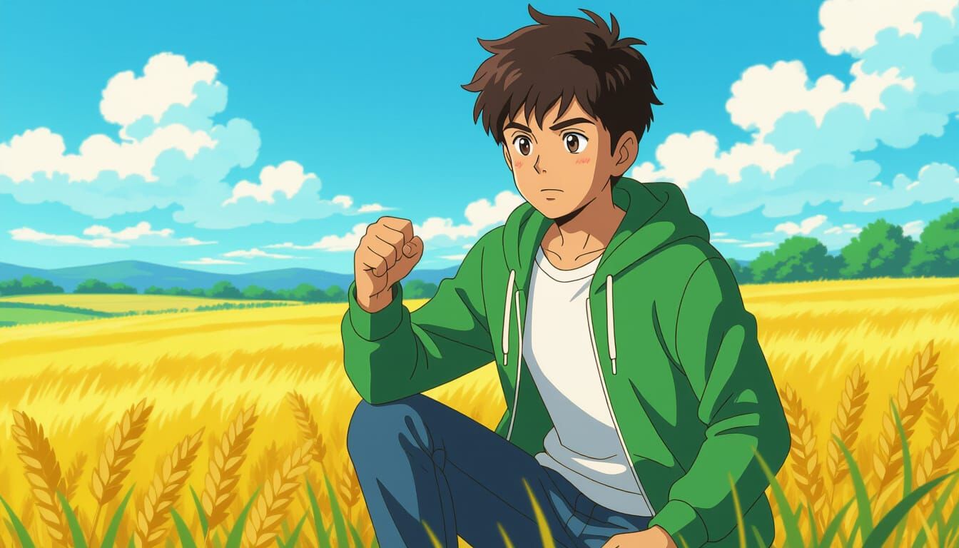 Determined Indian Teenager in Cartoon Style