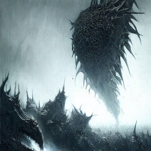 Terrifying Kaiju Artwork in Gustave Doré Style