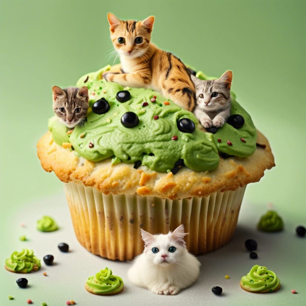 Frog Muffin Topped with Cat Sprinkles