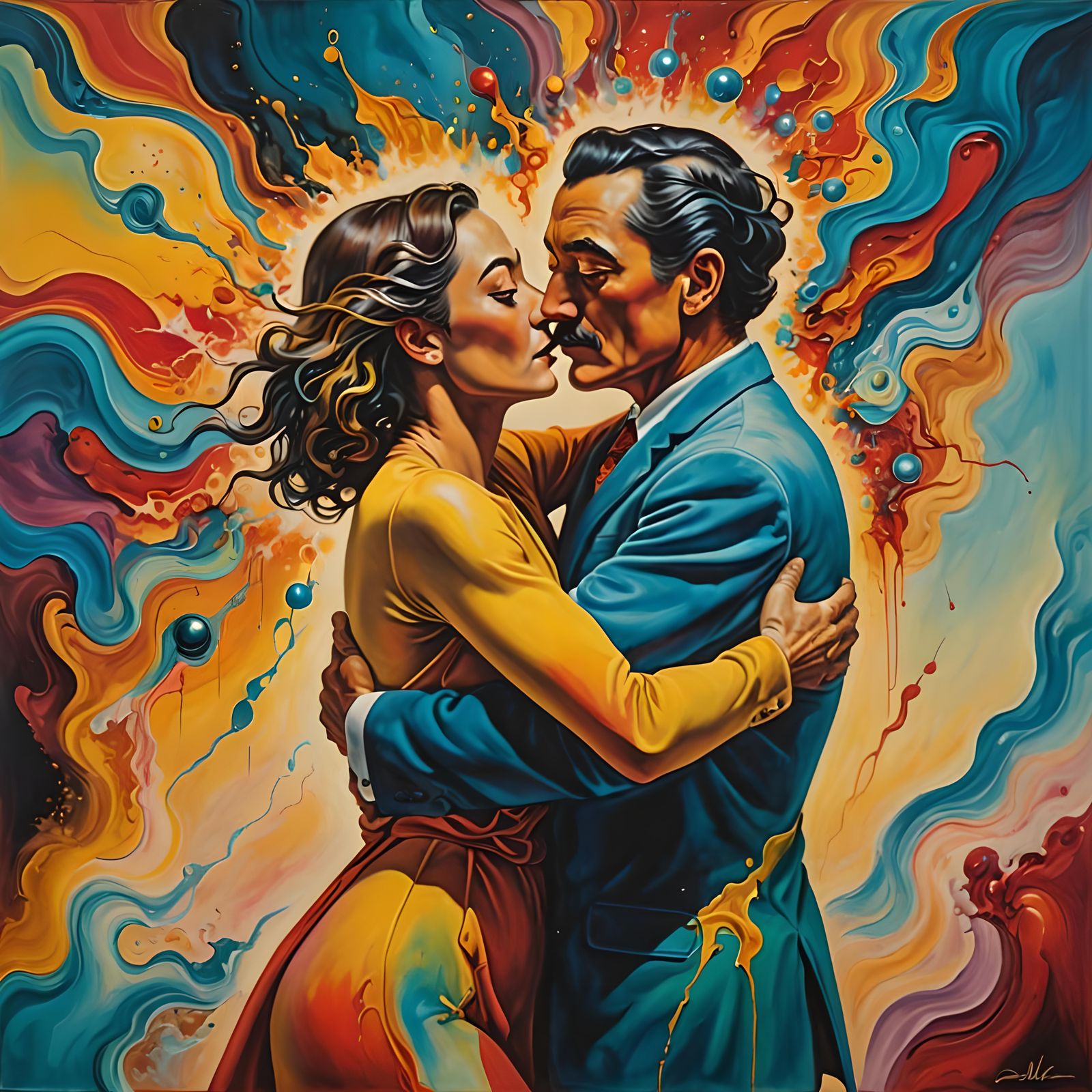 Embracing Auras: A Surreal Explosion of Love