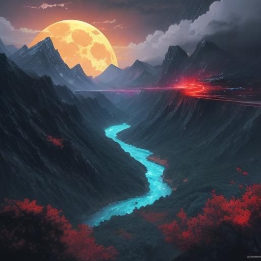 Anime Battle Under a Stormy Moon