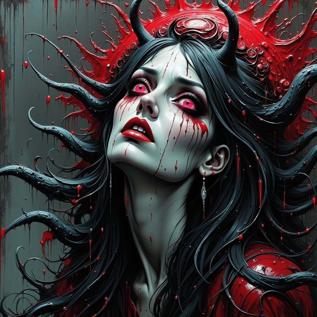 Dark Surreal Goddess in Creepy Hyperrealistic Art