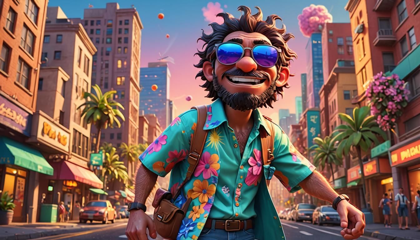 Cartoon Virus Character in Vibrant 3D Digital Art