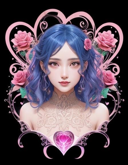 Intricate 3D Valentine Heart with Roses