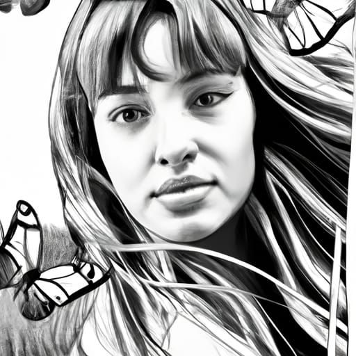 Double Exposure Manhwa Portrait of Woman and Wheatfield