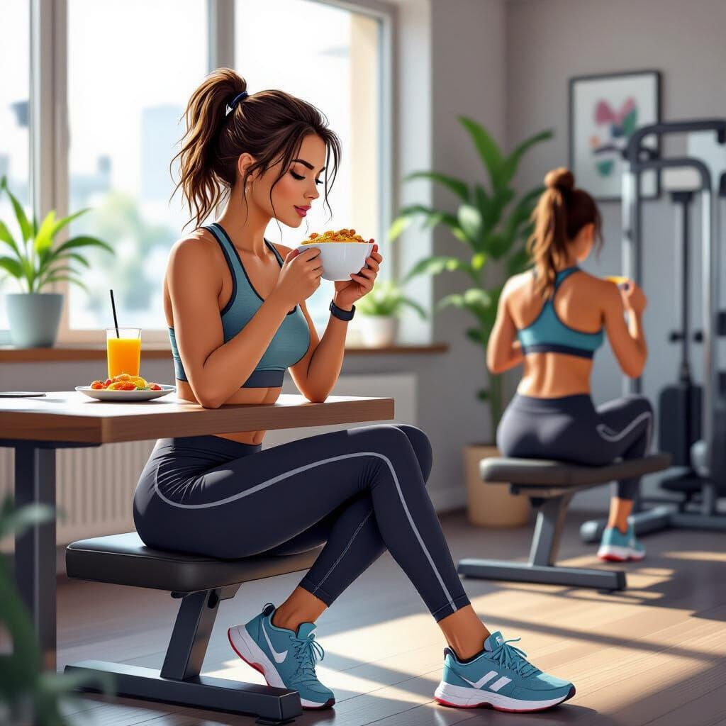 Woman's Hotel Gym Workout in Synergistic Style