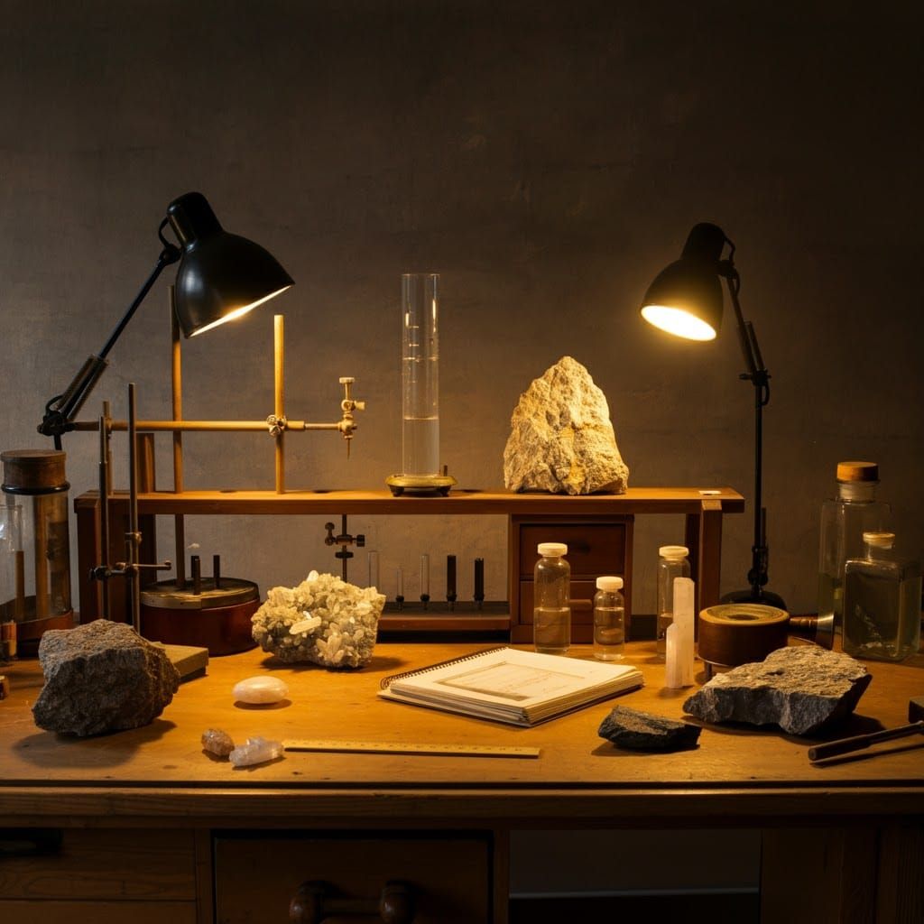 Geological Laboratory in 19th-Century Illustration Style