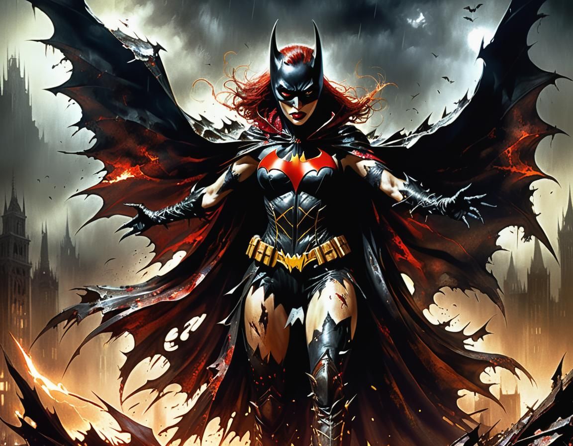 Demonic Batgirl in Dark Fantasy Realism