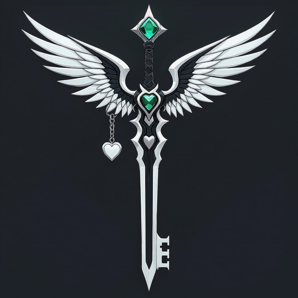 Monochrome Keyblade with Angel Wing Hilt