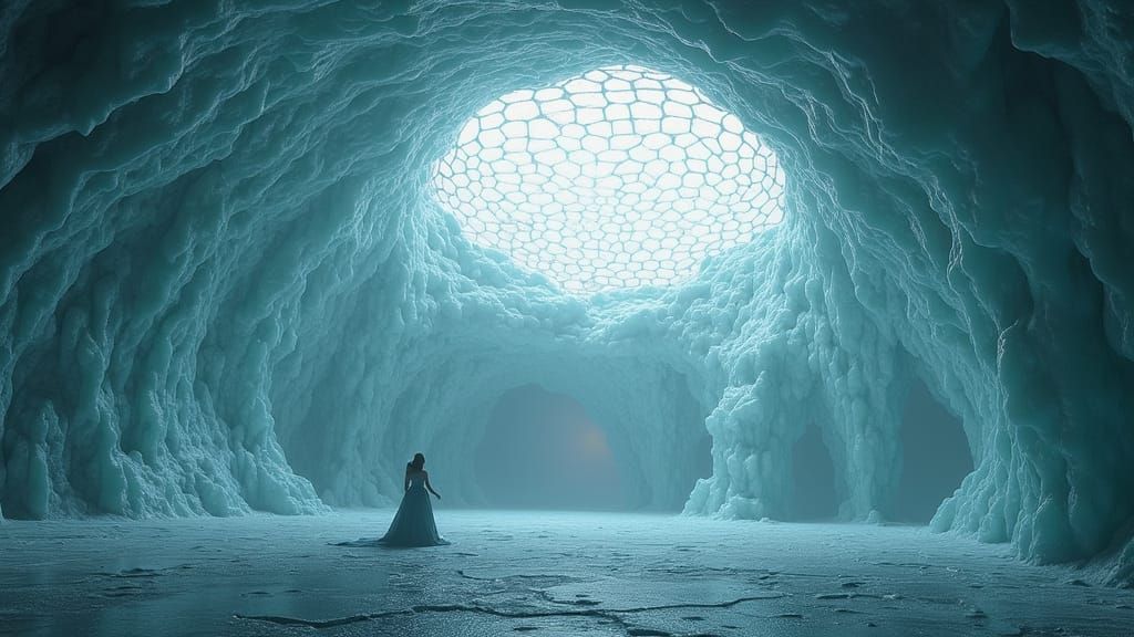 Futuristic Dome City Interior with Ice