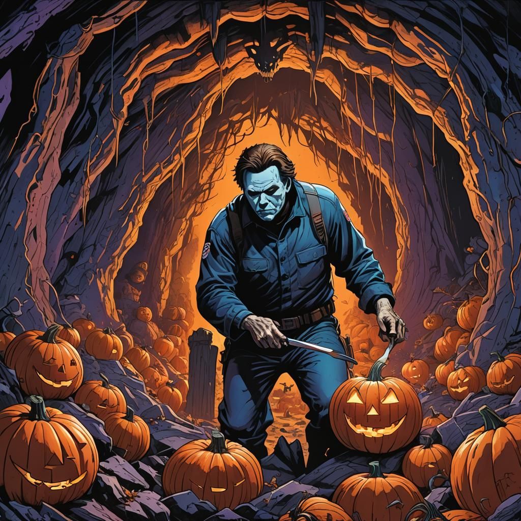 Michael Myers Carving Pumpkin: Comic Book Style