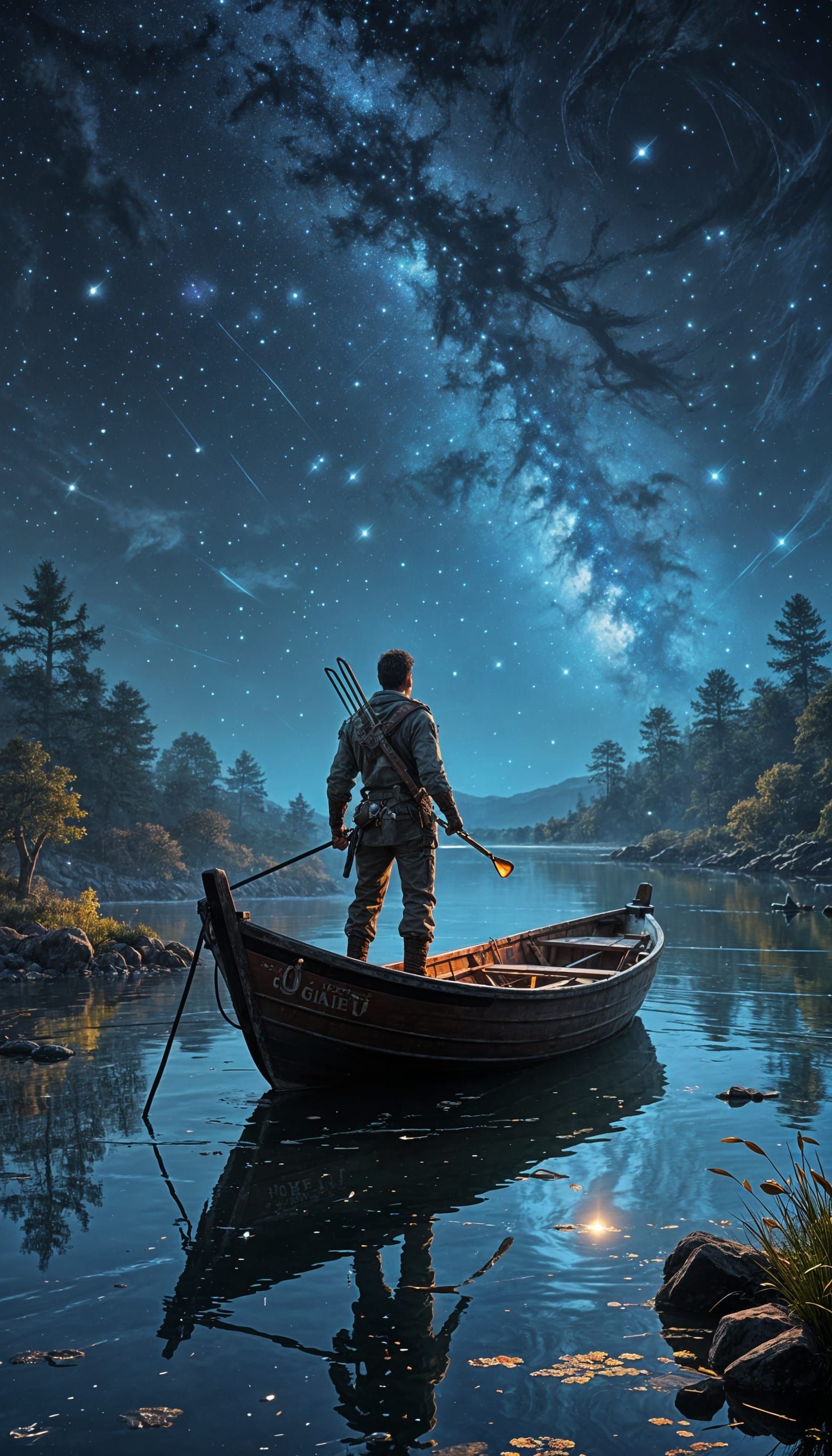 Traveler Reaching for Stars in Frazetta Style