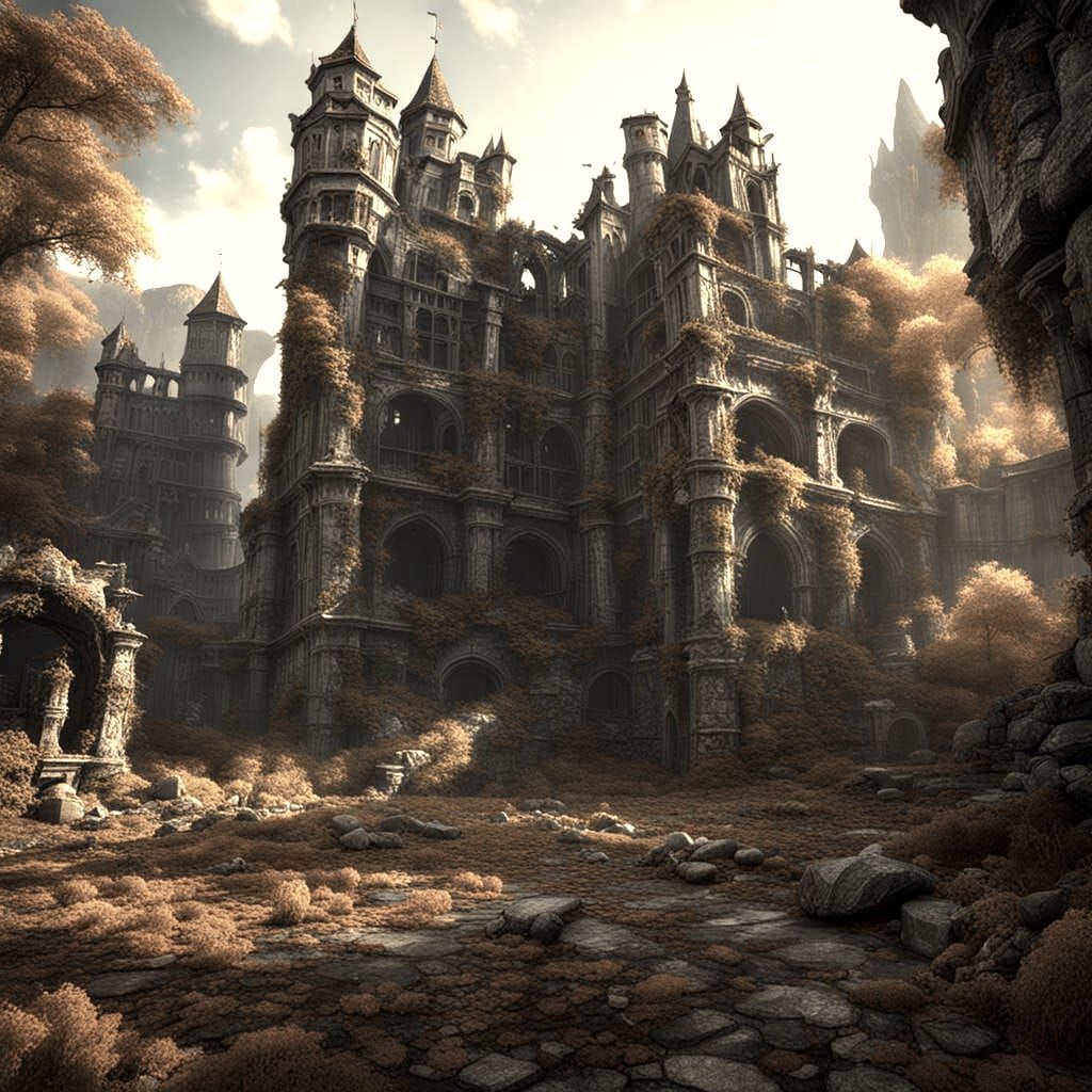 Decaying Castle Gormenghast in Detailed Matte Painting