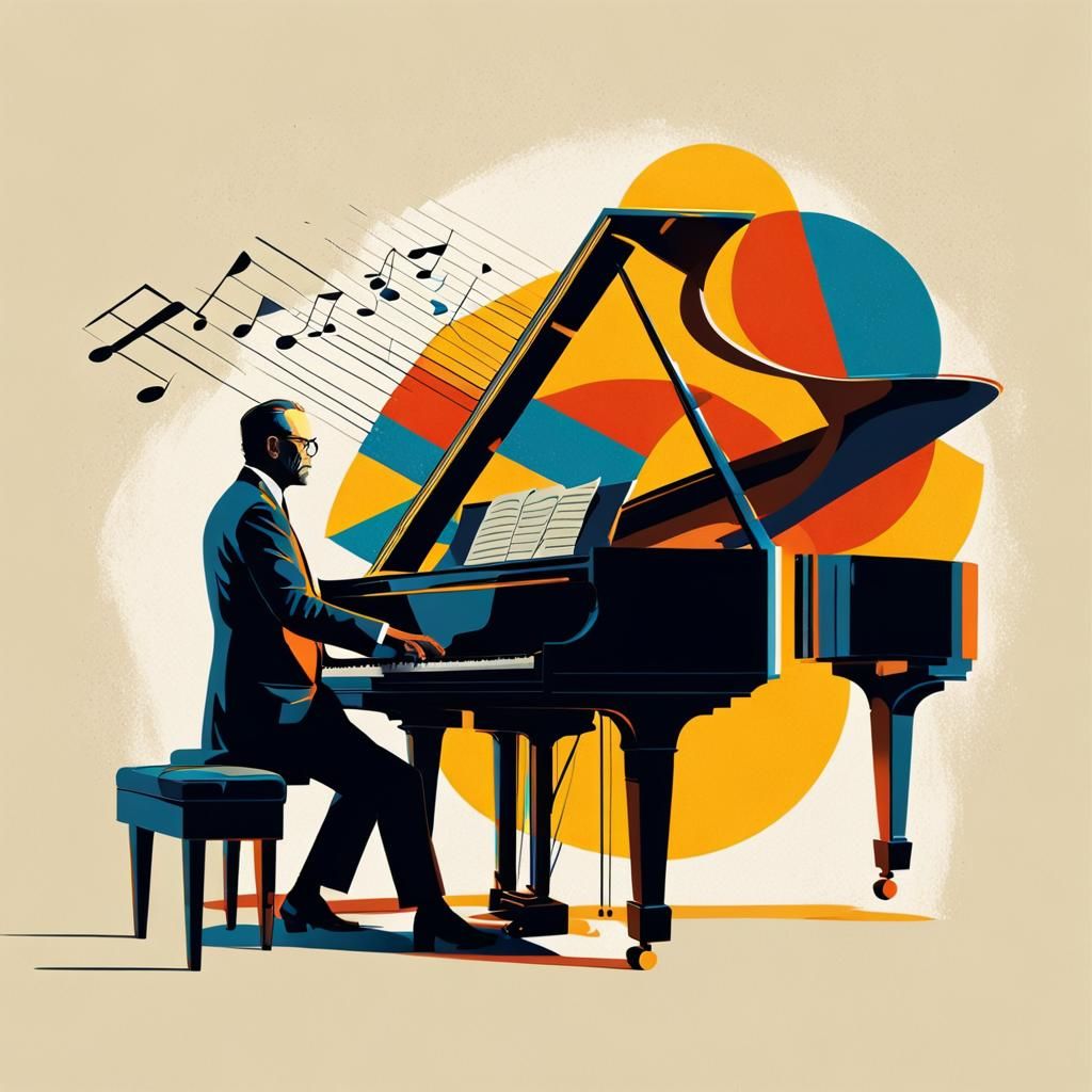 Pianist Radiates Joy in Pop Art Screen Print