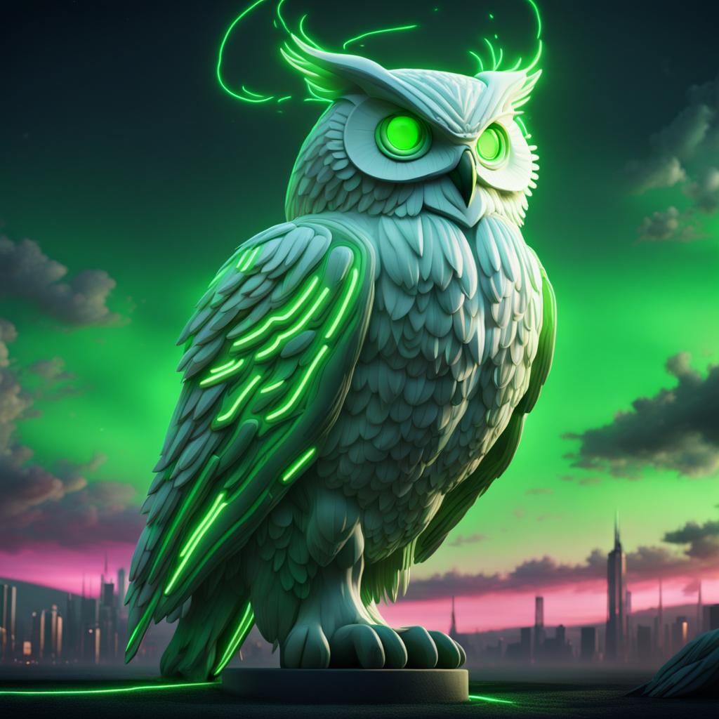 Neon Owl Logo Emerges from Ritual Symbol