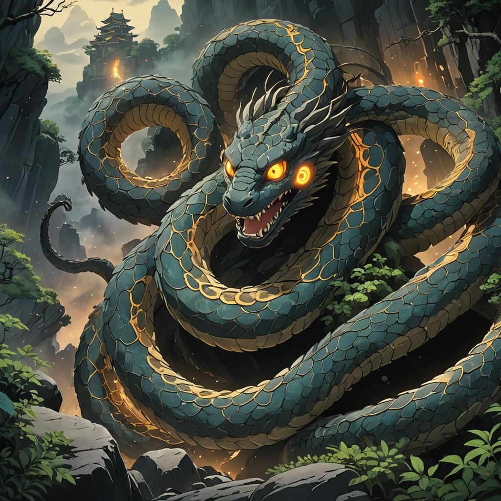Mystical Serpent in Studio Ghibli Style