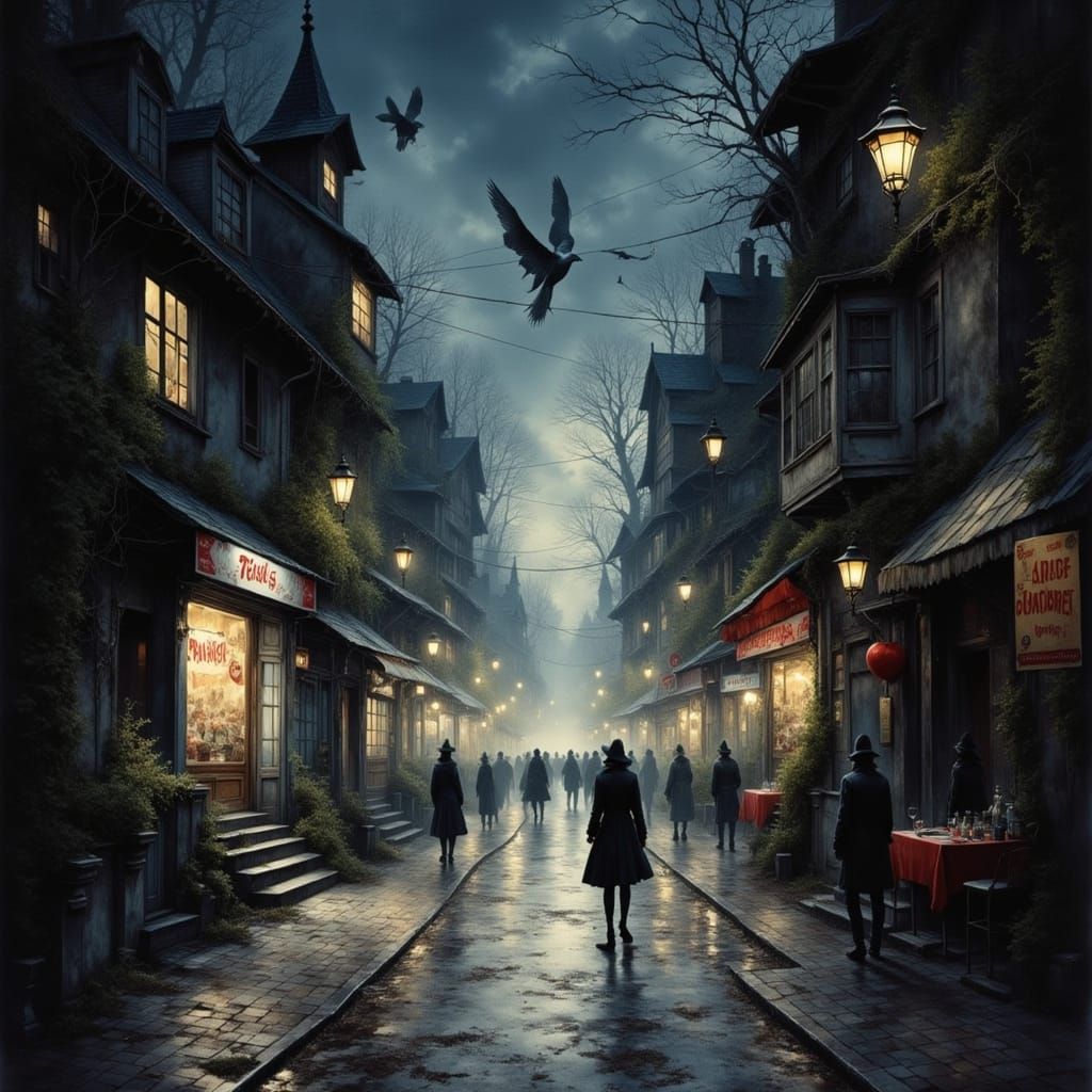 Demonic Nighttime Street Scene