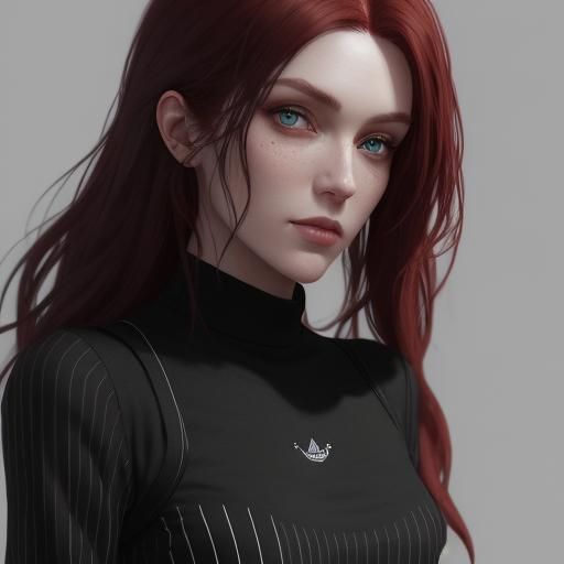Red Haired Girl in Ross Draws Style Portrait