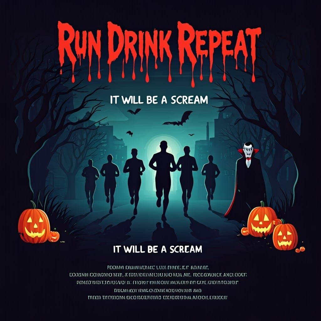 Spooky Run Advertisement Poster with Dripping Font