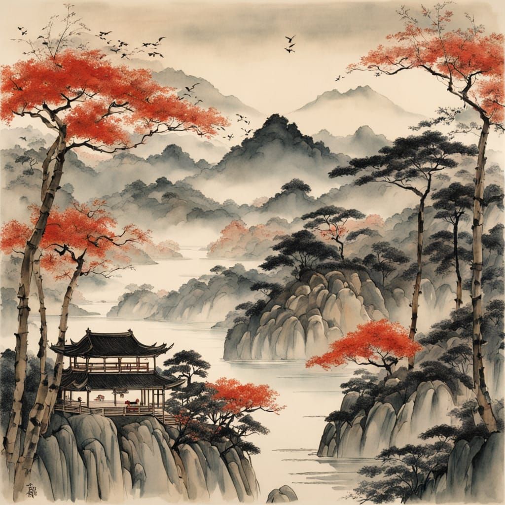 Elegant Woman in Bamboo Forest, Inspired by Asian Art