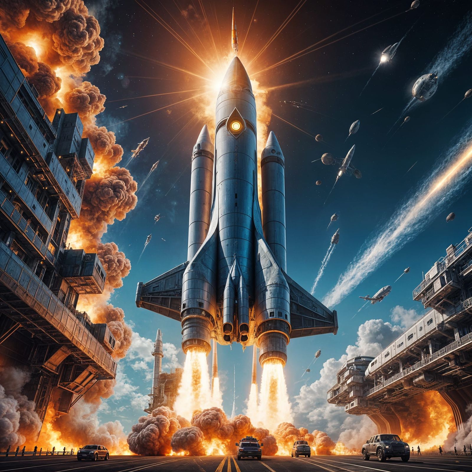 Futuristic Rocket Ship Ready for Launch