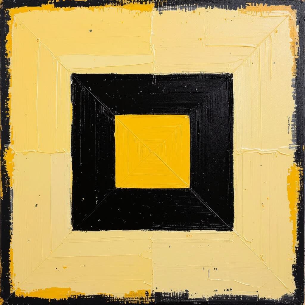 Minimalist Black Square with Golden Yellow Contrast