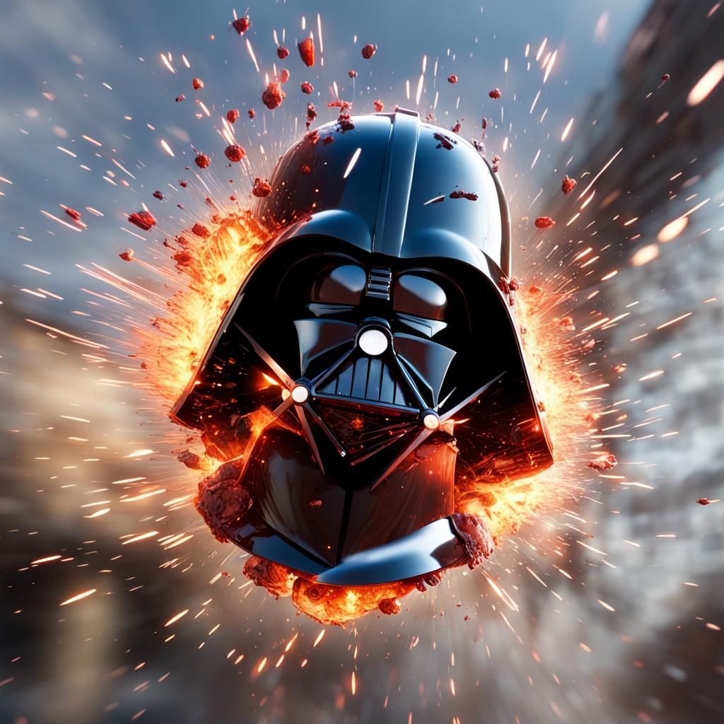 Darth Vader Helmet Explosion in Star Wars Style