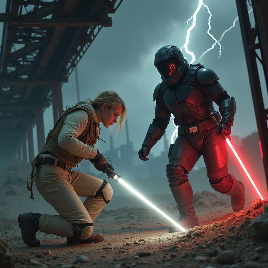 Sci-Fi Duel in a Futuristic Refinery