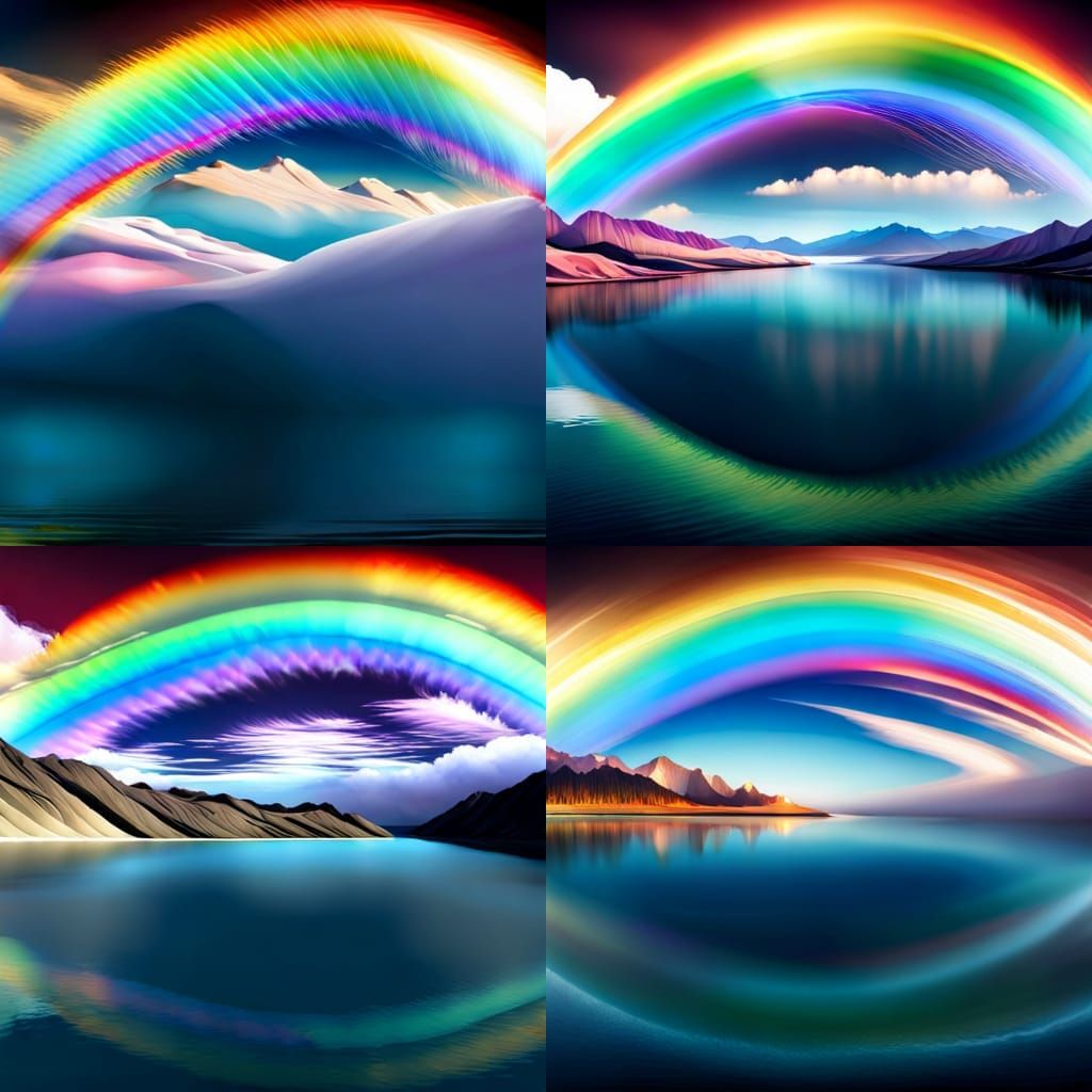 Rainbow over Lake with Mountain Backdrop