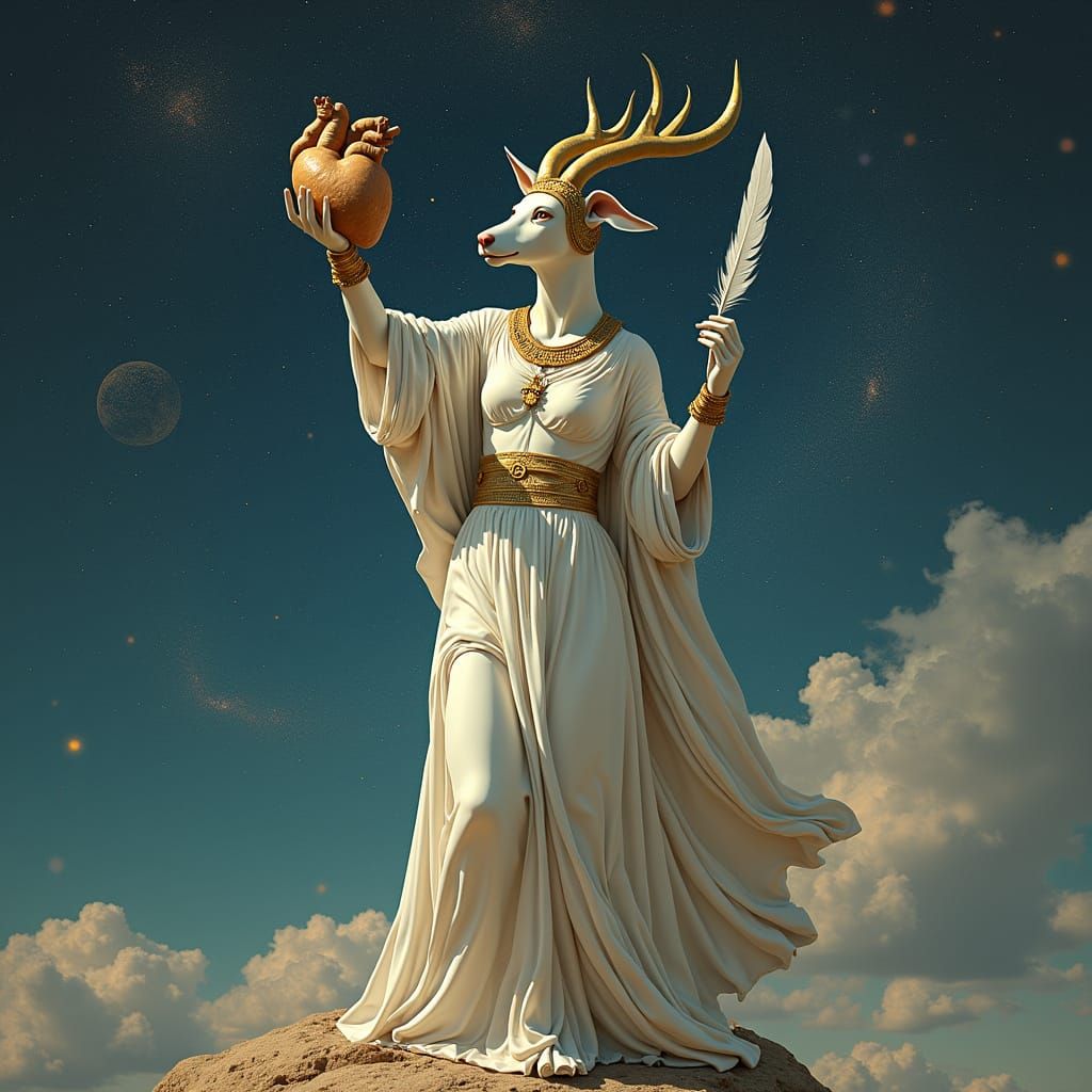 Anubis in Starry Cosmos, Classical Sculpture Style