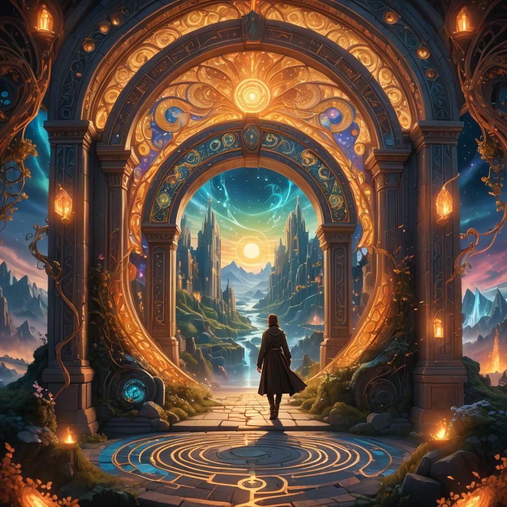 Fantasy Portal Between Worlds, Art Nouveau Style