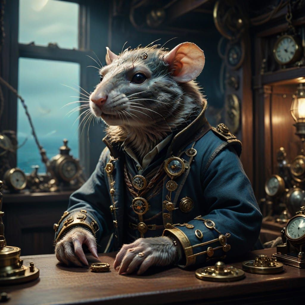 Steampunk God of the High Seas as a Watchmaker