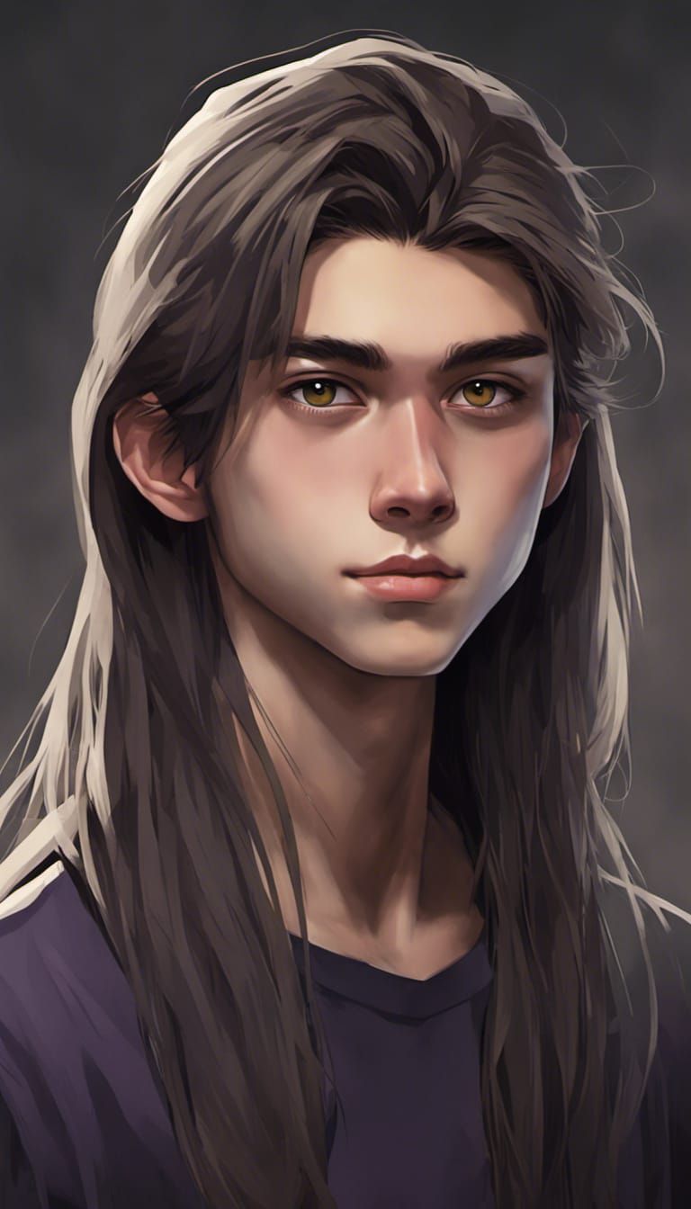 Teenage Androgyne Portrait in Dark Cottagecore Setting