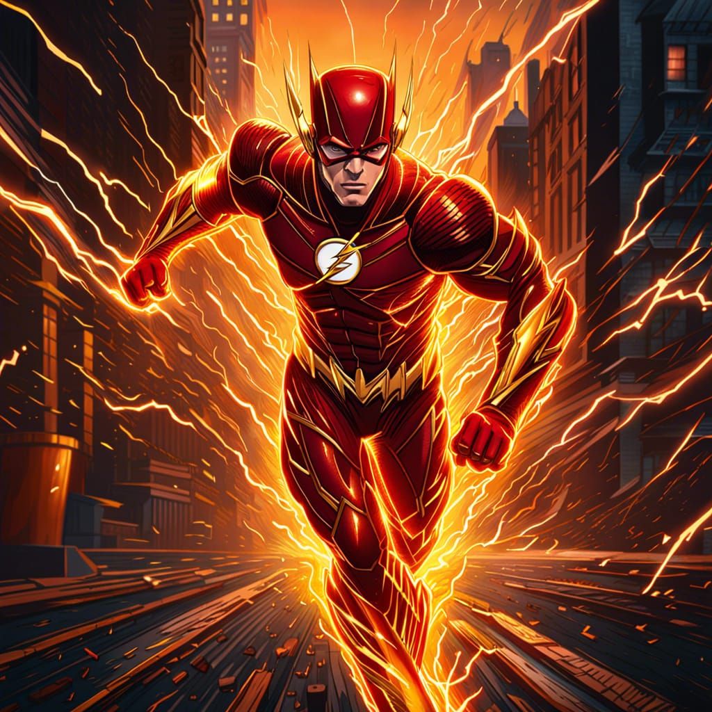 The Flash Running in a Lightning Storm