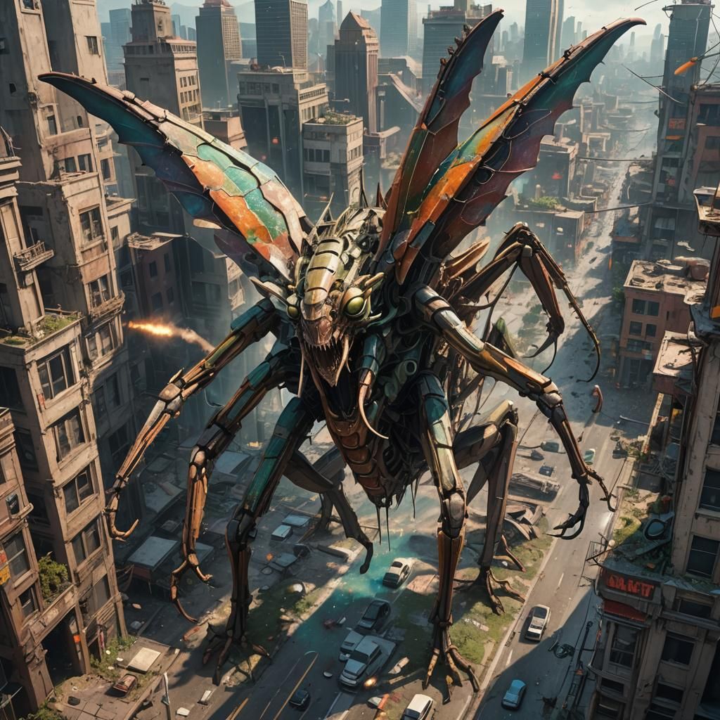 Post-Apocalyptic City Overrun by Giant Mantises