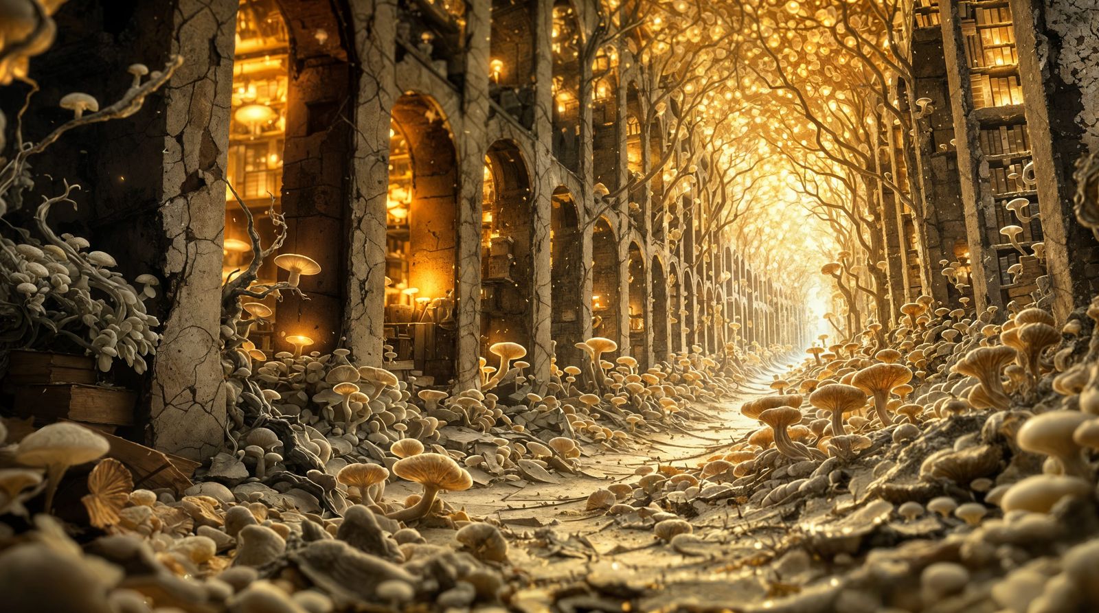 Forgotten Tomes Eroding in a Haunting Twilight