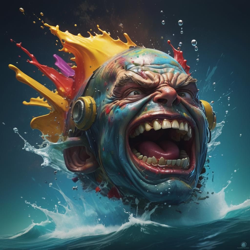 Hyperrealistic Splash Art Portrait with Colorful Accents