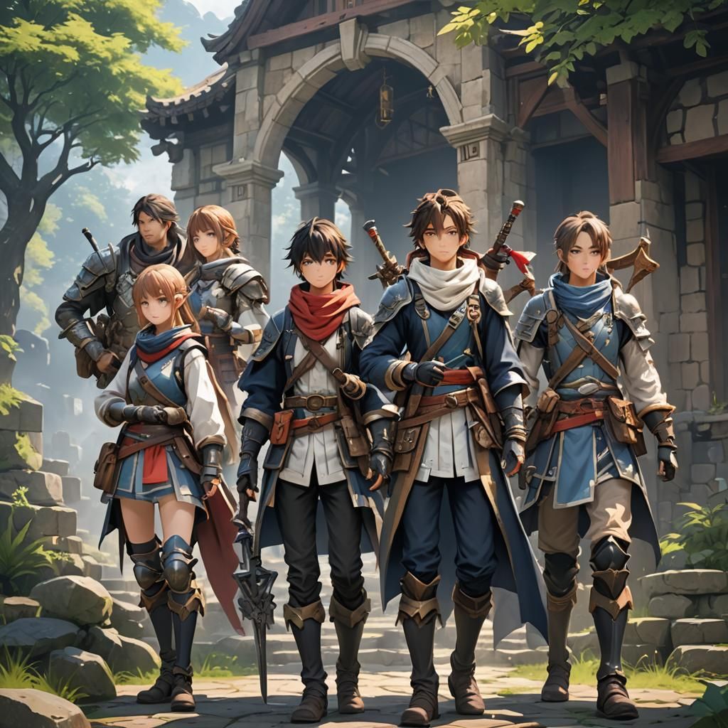 Anime Style Adventurers in Detailed 3D Art